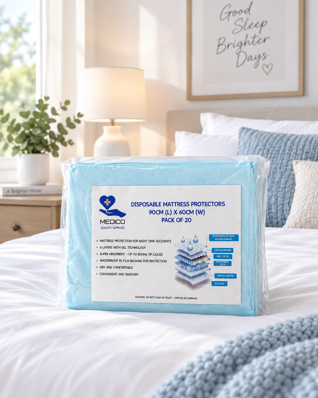 Medico Disposable Bed Pads Pack - Bed