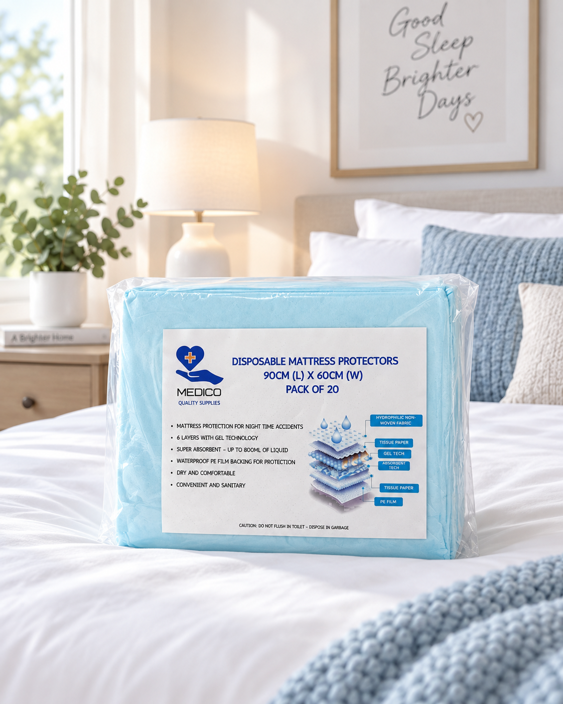Medico Disposable Bed Pads Pack - Bed